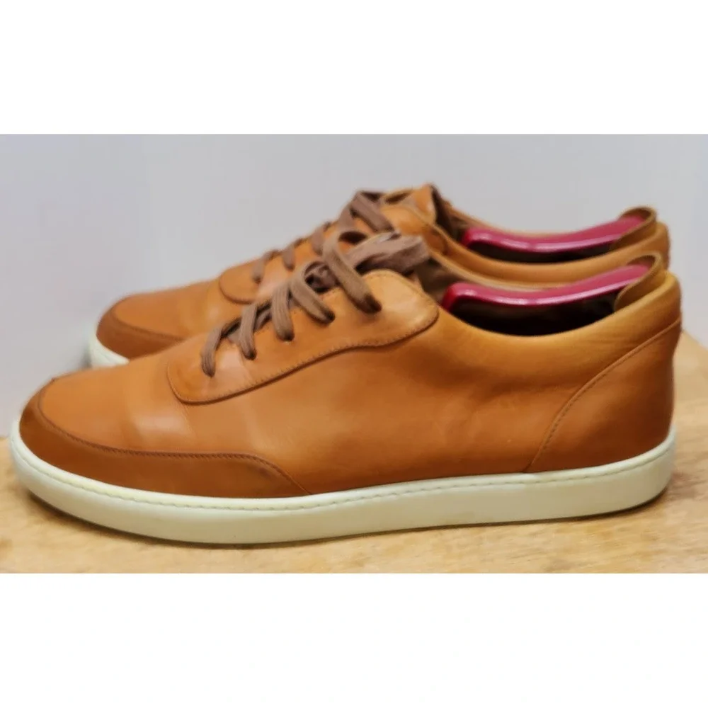 JAK Nova Tan Leather Low Top Sneakers Mens 43 Brown Made in Portugal